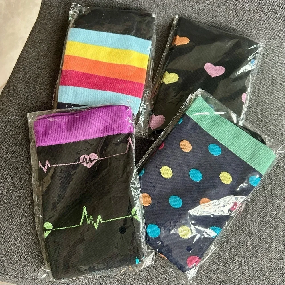 PLUS Size, Fun, Abstract Compression Socks, Colorful, Neon, Travel (1 Pair)